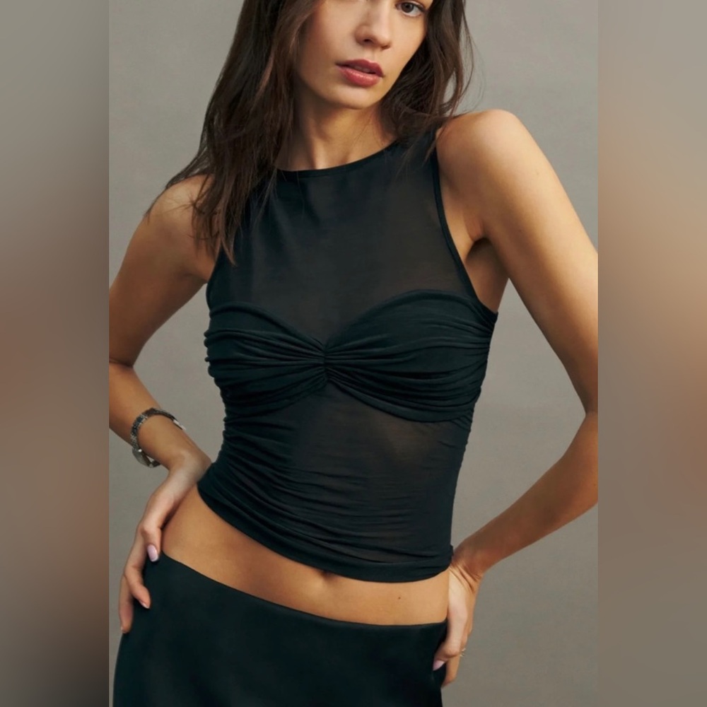 Reformation Black Rose Knit Top - Small